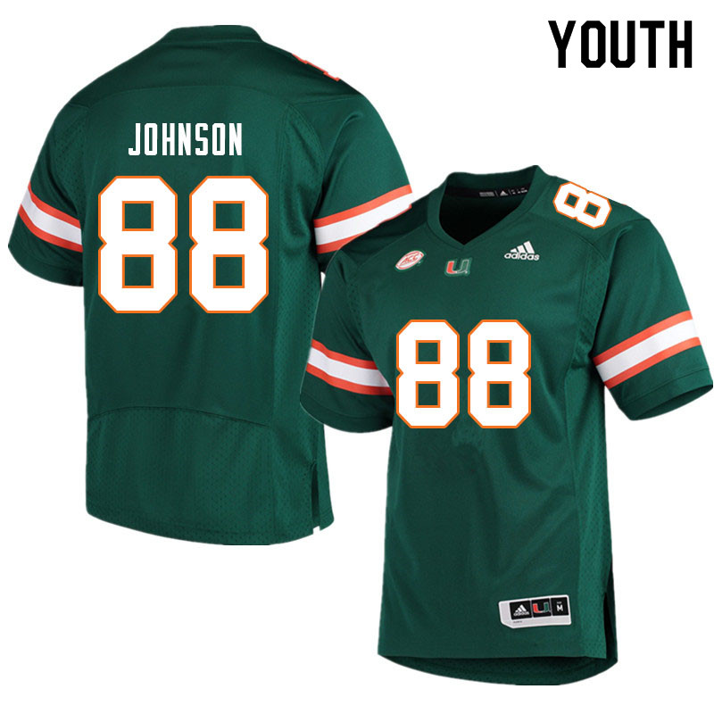 Youth #88 Dante Johnson Miami Hurricanes College Football Jerseys Sale-Green - Click Image to Close